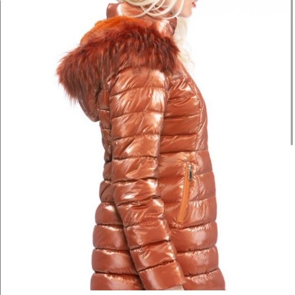 🔥HP🔥Luxurious Shiny Coppern Faux Fur Puffer